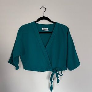 Teal wrap around blouse